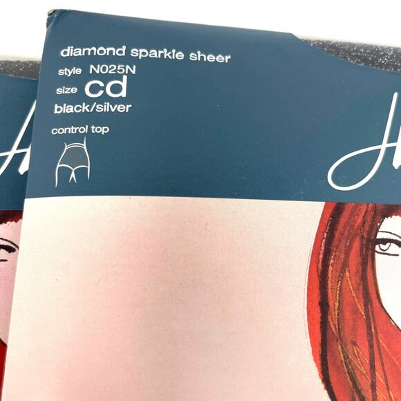 00s HANES FASHION REPORT Vintage Diamond Sparkle Sheer Hosiery - Picture 4 of 8